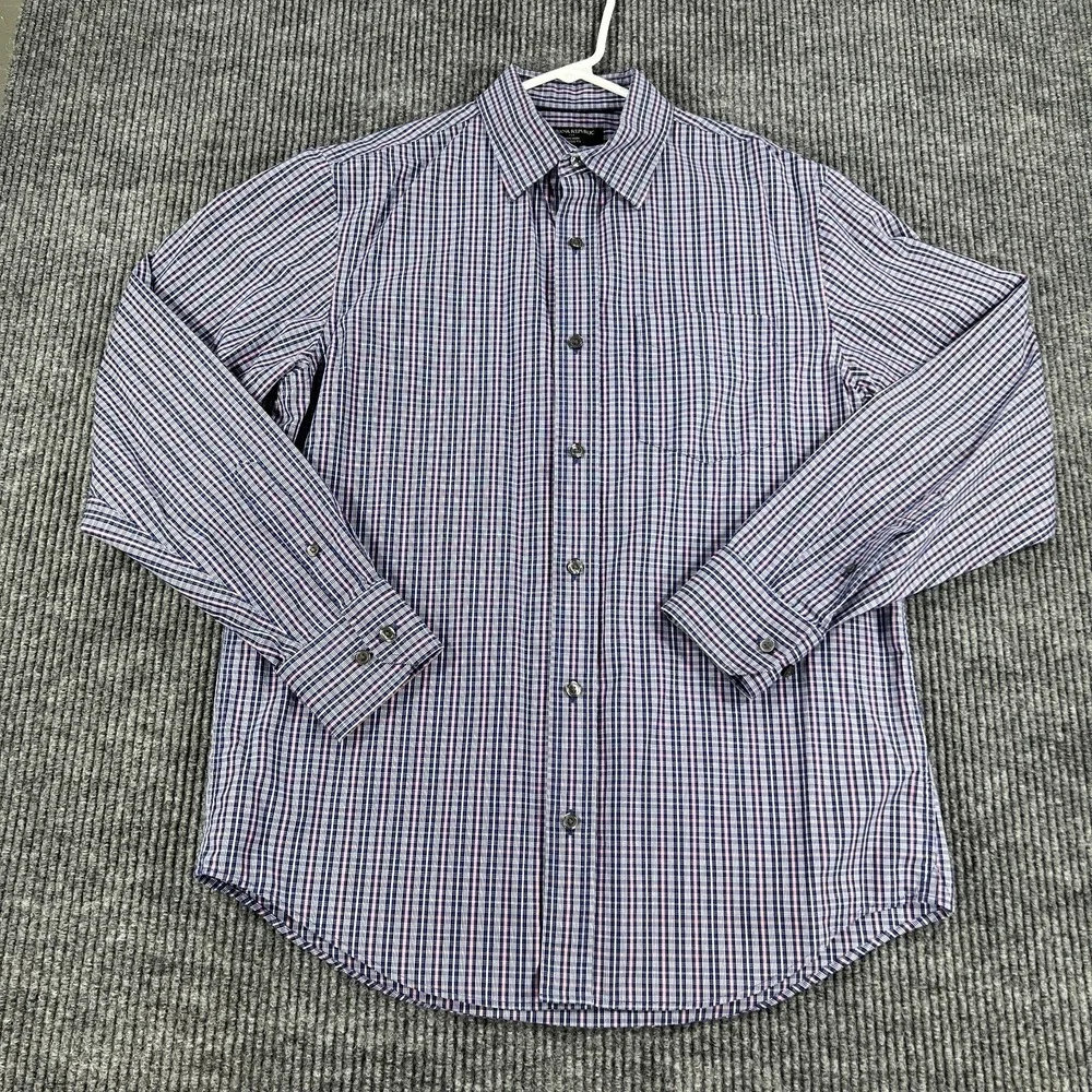 Banana Republic Shirt Mens Medium Blue Plaid Long Sleeve Button Up Classic Fit